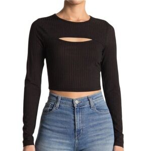 Abound WHITE Crop Top Women’s Sz Medium Cut Out Ribbed